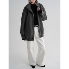 8 seconds 울블렌드 하이넥 오버핏 점퍼 - 애쉬 255172