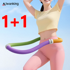 Alwanking 스프링 훌라후프 뱃살 다이어트 훌라후프 전신용, 핑크-퍼플-옐로, 2개, 1kg