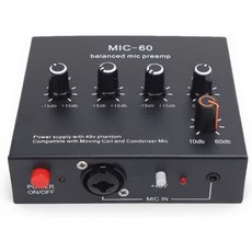 마이크 프리앰프 3입력 60dB 게인 48V 전원 콘덴서 다이내믹 마이크용 부스터, 마이크 프리앰프 3입력 60dB 게인 48V 전원 콘덴