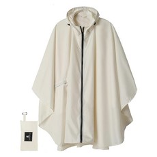 유니 레인 판초 후드 방수 우비 재킷 성인 여성 용 남성용(카키-화이트), 베이지
