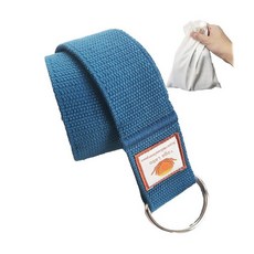 Tons 2.4m(8피트) 두께의 면 요가 스트레치 스트랩 금속 루프 내구성 있는 운동 햄스트링 요가 벨트 운동 탄성 조절 가능, Blue, 다크 블루