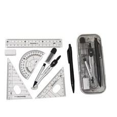 GEOMETRIC TOOL 學生圓規尺規套裝 盒裝8件套 刻度清晰・使用方便, 1套