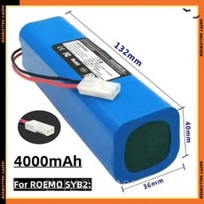 충전식 리튬 이온 배터리 Lydsto R1 Viomi S9 Roidmi Eve Plus Neabot Q11 ROEMO SYB2 로봇 진공 청소기, For ROEMO 4.0AH