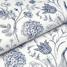 Livelynine Sage Green Floral Wallpaper Peel and Stick Vintage Contact Paper Drawer Liner Removable, Blue Flower