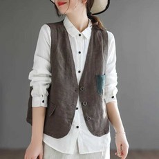 낙원굿즈 린넨 베스트 여성용 린넨조끼 얇은 여름