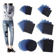 데님 바지 열부착 패치 와펜 일상 착용, 12.5x10cm직각사각2개\네이비, 1개