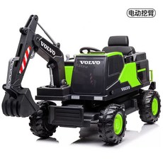 유아 전동 굴삭기 원격 제어 키즈 자동차 승용 카 포크레인, 이중 드라이브, 애플 그린  전기 삽
