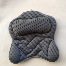 3D蝴蝶浴缸枕，可水洗網布吸盤固定，浴室沐浴SPA靠枕, 灰色,42*46*7CM, 1個