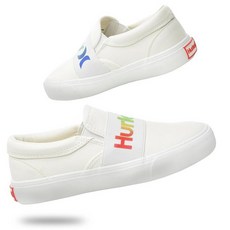 Hurley 아동용 캔버스 슬립온 스니커즈 - 로우 컷 스케이트보드 신발 남아 및 여아용 스포츠 캐주얼 스니커즈 화이트 멀티 11 소아 342887