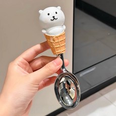 桃園出貨ing 蟹鉗勺子蘋果核勺子冰淇淋勺 家用創意卡通可愛甜品勺 高顔值飯勺湯, 自嘲熊勺子, 1個