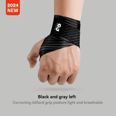 당구 손목 보호 장갑 1개 교정 탄성력 지원 당구 훈련용 손목 보호대 왼손/오른손 공용, 01 China Mainland, 02 Left-Black gray