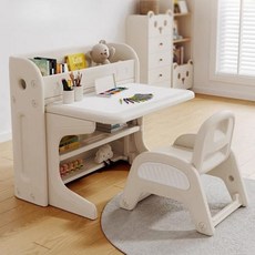 BTM 어린이용 책상 접이식 키즈 데스크 의자 세트 다기능 공간 절약 그림