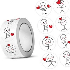 8종 레드 하트 원형 키즈 스티커 500pcs 다꾸 OC_0404TG