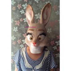 瘋狂動物城zootopia朱迪兔子面具 卡通搞笑動物頭套COS演出派對, 1個, 朱迪兔子