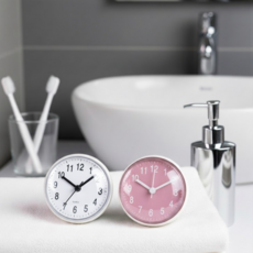 제블렌 미니 벽시계 욕실 주방용 흡착식 방수 무소음, 01. 화이트 1개