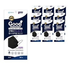 굿매너 황사마스크 대형 KF94 성인용, 5매입, 10개, 블랙