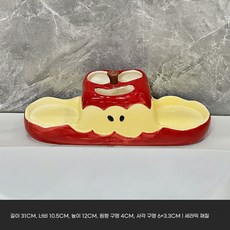 DZER 애플 디자인 다기능 세라믹 칫솔홀더 양치컵 세트 안전 내구성 욕실용품, 레드