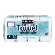 科克蘭 頂級廚房紙巾 兩層 隨意撕 160張 X 12捲, 12個