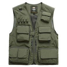 남성 야외 V넥 메쉬 베스트 통기성 다주머니 널리 핏 빅사이즈 사진 촬영 낚시용 디자인 다수 주머니 사진 촬영 작업복 조끼