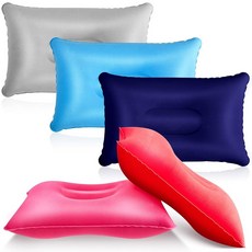 Maitys 공기 주입식 여행용 베개 휴대용 컴팩트 에어 플록 패브릭 배낭여행 캠핑 하이킹 홈 오피스 수면 목 머리 요추 지지대 5개입(41.9 x 27.6cm(16.93 10., 13.39 x 8.66 Inches, 멀티컬러.