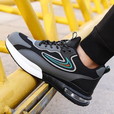 時尚緩震氣墊安全工作鞋 - 舒適透氣耐磨防滑多重防護工作安全首選, 0295黑色, 1個