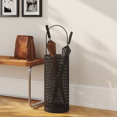 簡約雨傘門口設計商用北歐客廳籐編家用傘架傘桶收納民宿咖啡館, 啞光黑色, 1個