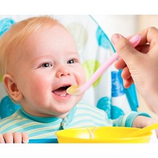 열탕소독 되는 실리콘 이유식 아기스푼 수저, 핑크, 1개