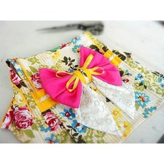 INUKO 衣蝶紡 手作和服*夏之美豔* (黃/粉/紫) 和風夏裝浴衣 狗衣服 無袖, 1個, 13號加長(紅結)