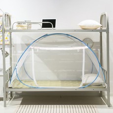 【格森】免安裝蚊帳蒙古包單人米床上下鋪, 中開門【特加密藍】,學生宿舍1.0x1.9米床【1米高】