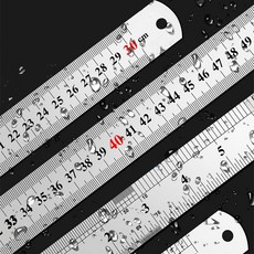 런런피티 스테인리스 스틸 직자 금속 눈금자 정밀 측정 내구성 강한 미끄럼 방지 사무용 공업용 자, 1개, 50cm