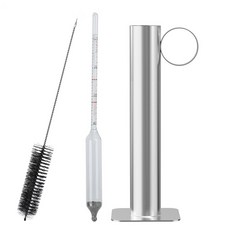 메이플 시럽 수분계 시험컵 키트 시럽의 당도 측정 스테인리스 스틸 장비 용품용 설계 읽기 쉽고 정확함 세척 브러쉬 포함, silvery