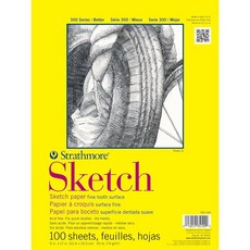 Strathmore 300 시리즈 스케치 패드 22.9x30.5cm(9x12인치) 100장 접착제 바인딩 - 드로잉 일러스트레이션 미술 수업 학생용 아티스트 스케치북