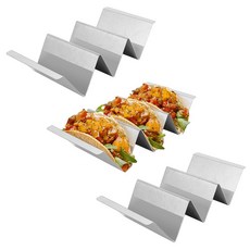 타코 스탠드 3팩 타코 3개용 스테인리스 스틸 타코 홀더 칸막이가 있는 타코 플레이트 오븐 및 식기 세척기에 적합, 타코 스탠드 3팩, 타코 3개용 스테인리스 스틸 타코