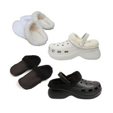 크로스오버 슬리퍼 샌들 호환 방한 내피털 안감 인조 양털 방한화로 겨울 털슬리퍼 탈부착