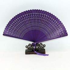 中國風鏤空手工竹扇子女摺疊竹工藝扇古風舞蹈扇子, 1個, 5號款紫杆玫瑰,空白全竹扇