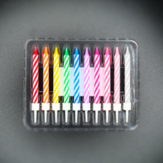 베이커리 파티셰를 위한 생일초 기획전 소용량으로 도매가, 3.10색 무지개 레인보우 줄무늬 초, 1팩