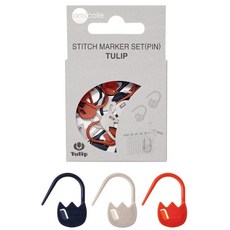 튤립 아미꼬레 단수링 핀 세트 뜨개질용품, 네이비 + 화이트 + 오렌지, 1세트