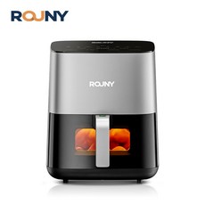 ROUNY 에어프라이어 5L 대용량 투명창 사각형 세척간편, 회색, T3