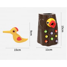 益智桌遊E5D 啄木鳥醫生 樹洞 磁性捉蟲玩具 兒童專注力訓練 手眼協調 磁性玩具, 1個, 咖棕色（牛皮紙盒）8蟲+1鳥