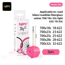 호환 NPY 초경량 자전거 내부 튜브 36g 700C X18 25 28 32 35 37 40 도로 자전거 TPU 소재 타이어 45/65/85, 01 65MM, 01 700C를 입력하세요., 04 36g-2pcs