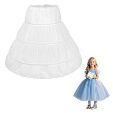 3개의 후프가 있는 여아용 페티코트 크리놀린 언더스커트 파티 데일리 드레스 무도회용 레이스 엣지가 경량 풀 슬립 스커트 45cm 158463