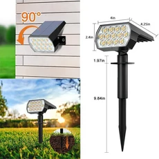 1-2PCS 52LED 솔라광 스팟 조명 야외 IP65 방수 3가지 조명 모드 정원 정원 나무 잔디밭 통로용 조경 벽 램프, [01] 52LED Warm White, [01] 1pc