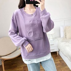 봄 가을 임부복 빅사이즈 라운드넥 임부 맨투맨 긴팔 수유티 산후 수유복 긴팔 티셔츠 YSQ