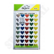 반짝이스티커 하트형 14mm 혼합컬러 7장 280개 데코 견출지 하트스티커 중형스티커, 포장단위/개 (1개입)