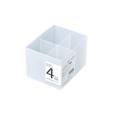 透明四格分隔收納盒 化妝品文具桌面整理盒 簡約風格收納, 白色, 1個