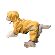 寵物連帽防水兩件式雨衣 寵物雨衣 狗雨衣 戶外用品, 黃色, 1個