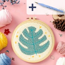 MANETMONT 펀치 니들 자수 + 4단 바늘 세트 DIY, 18. 하늘하늘나뭇잎+4단바늘, 1개