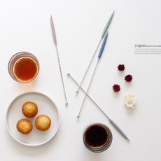 파스텔 실버 머들러 커피 아이스티 하이볼 칵테일 티스푼 홈카페, 그레이