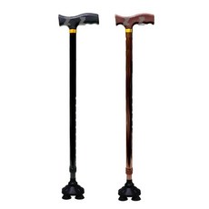 등산장비 알루미늄 환자 노인 보행 4발 접이식, 브라운