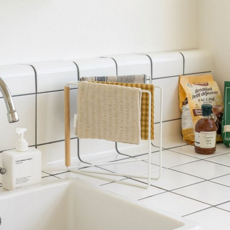 접이식 행주 건조대 다용도 행주걸이 이동식 주방 행주 건조대 타올 간격 슬림 수건 조절 욕실, 화이트